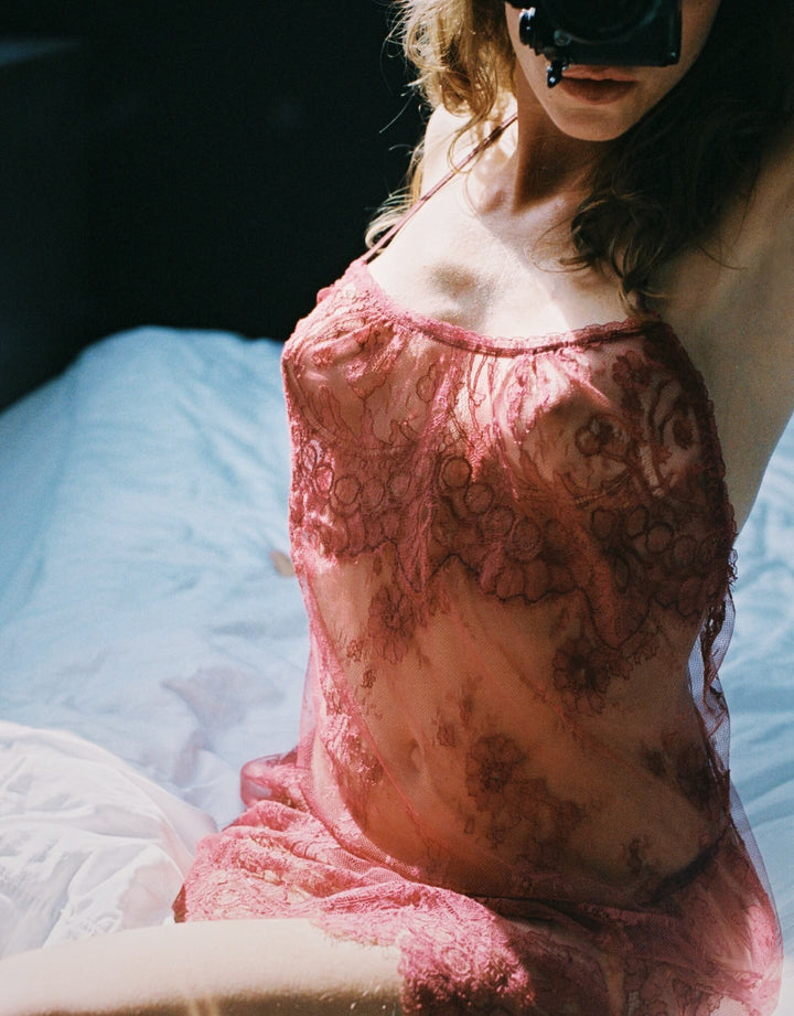 Florentine Lace Chemise & Brief in Raspberry