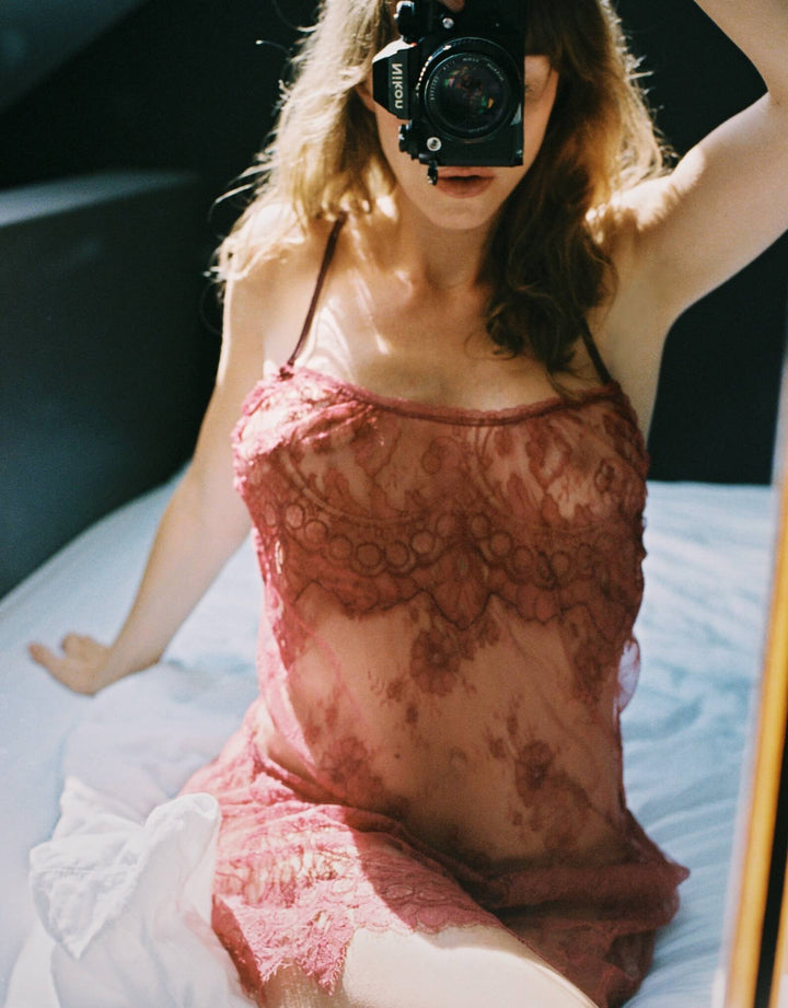 Florentine Lace Chemise & Brief in Raspberry