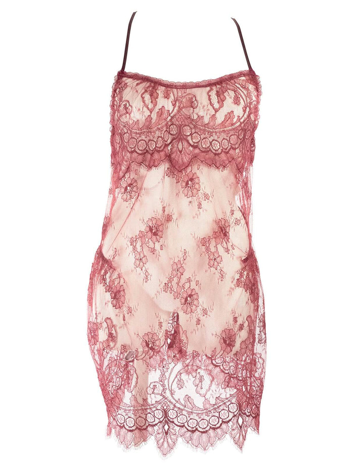 Florentine Lace Chemise & Brief in Raspberry
