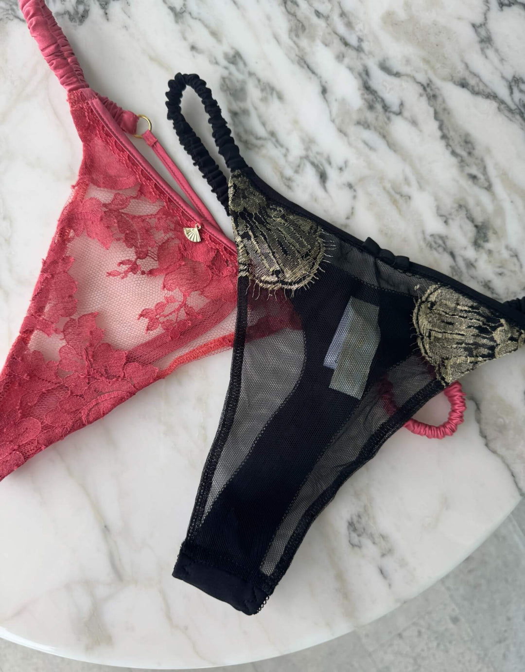 Gilded Lily black and gold lace thong