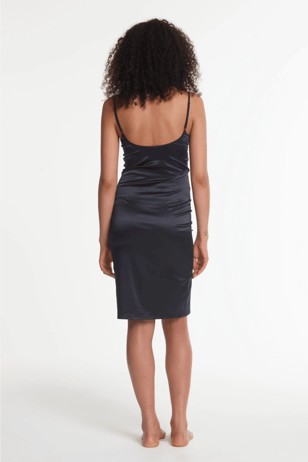 Yasmine Eslami Annabelle Satin Slip Dress Black