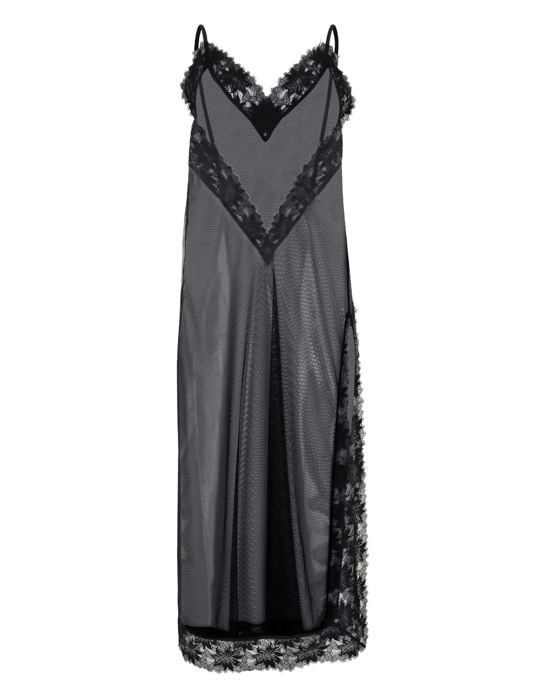 Yasmine Eslami Annabelle Long Sheer Lace Dress Black