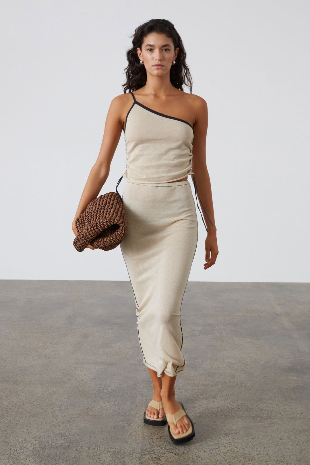 Zulu and Zephyr Stone Contrast Knit Skirt