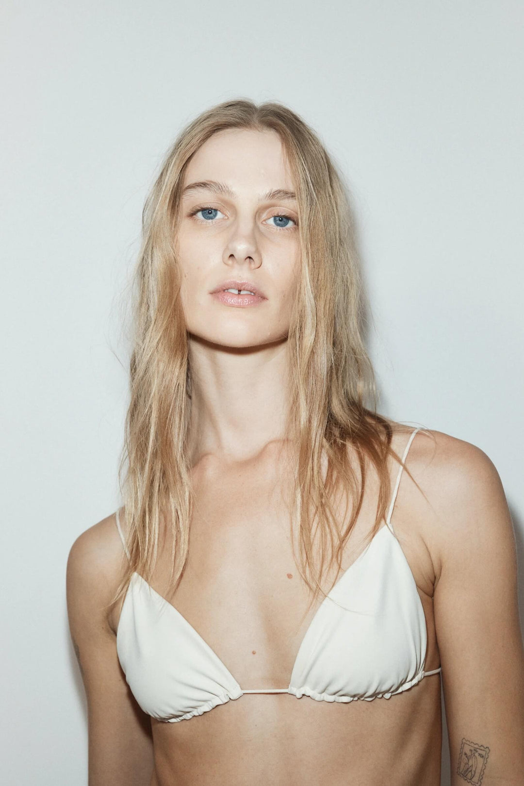 Fine Strap Triangle Bikini Top by Ziah in Ecru - Minimal Style with Elasticated Fine Straps