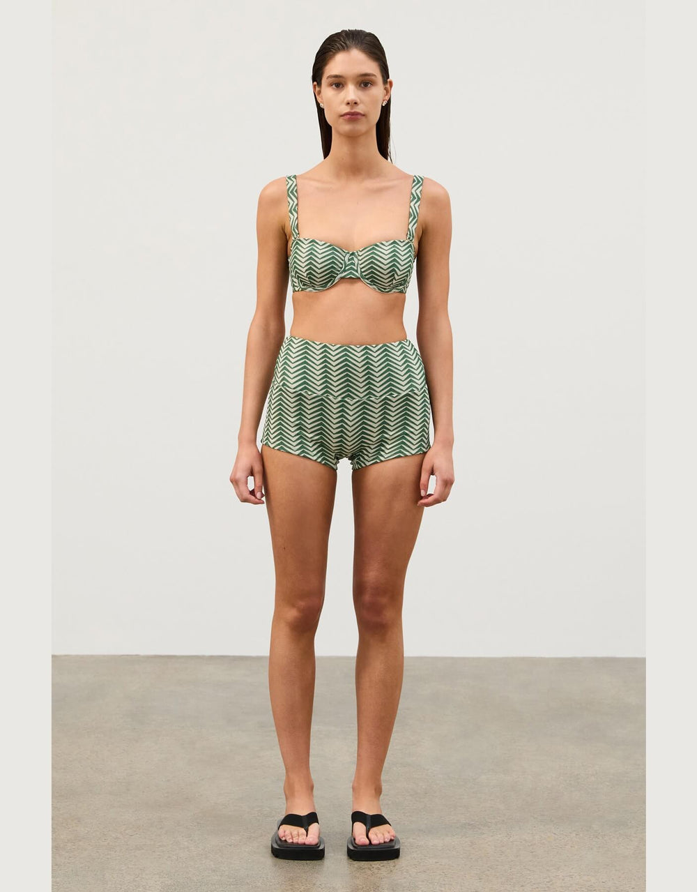 Zulu & Zephyr Green Zig Zag Balconette Bikini Top