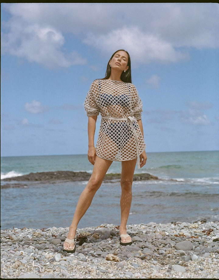 Zulu & Zephyr Husk Lattice Knit Tunic