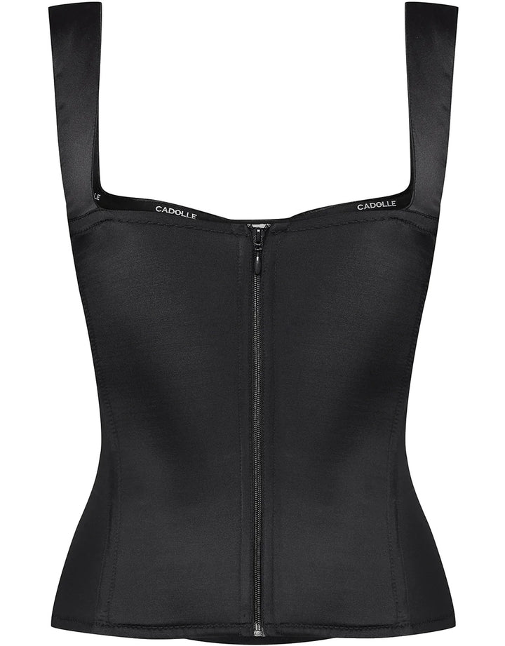 Cadolle Daisy Satin Bustier Black - Luxury French Lingerie Corset