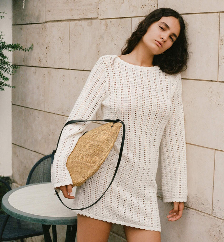 Peony Swimwear Pointelle Mini Dress Fleur - White