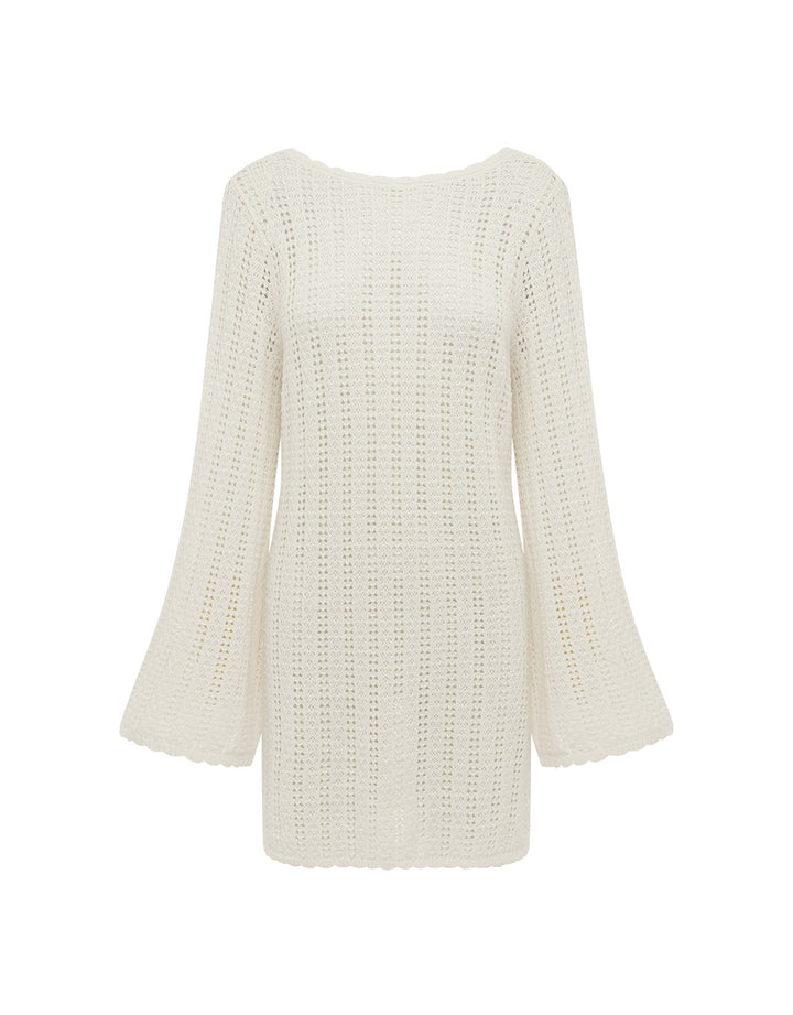 Peony Swimwear Pointelle Mini Dress Fleur - White