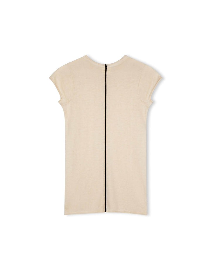 Zulu and Zephyr Stone Contrast Cotton Blend Knit Top