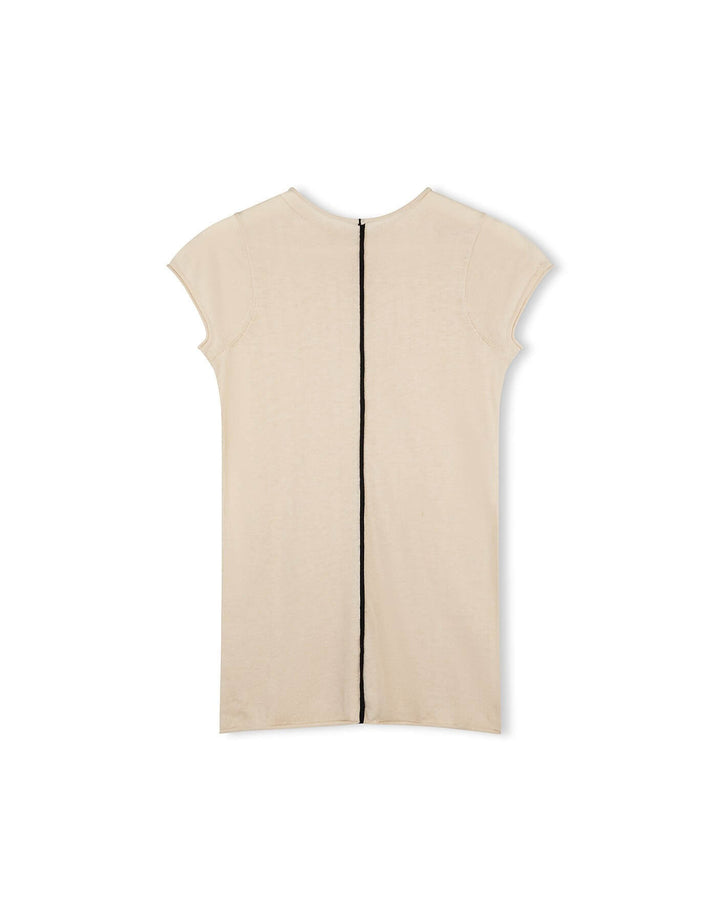 Zulu and Zephyr Stone Contrast Cotton Blend Knit Top