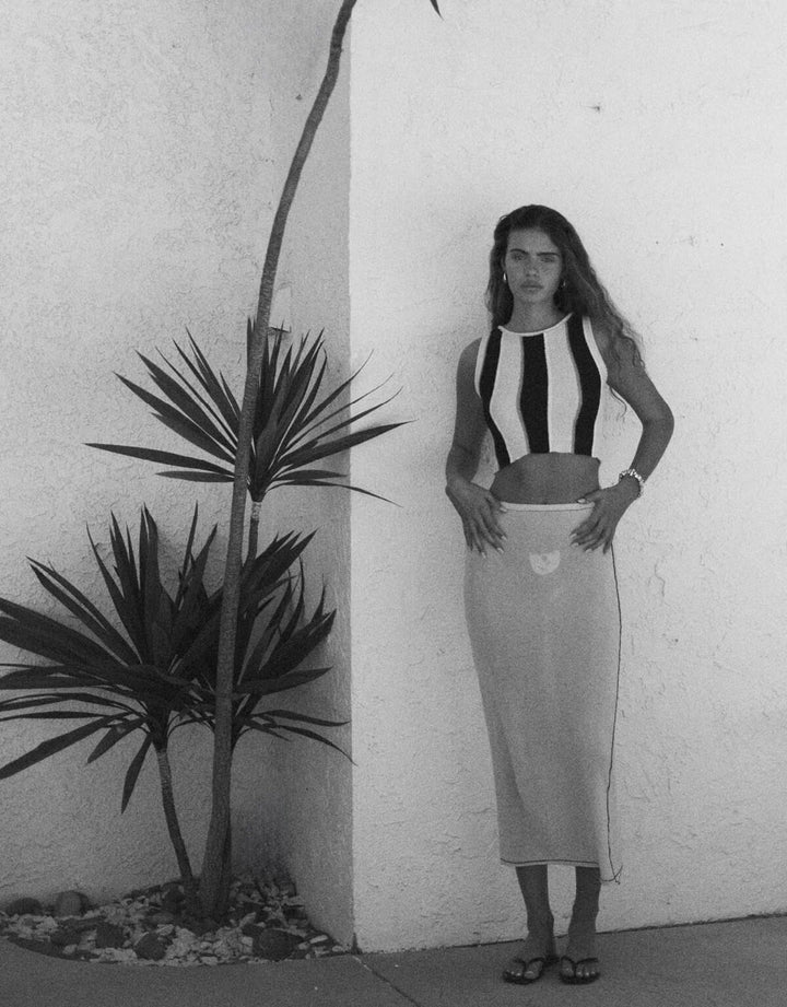 Zulu and Zephyr Stone Contrast Knit Skirt