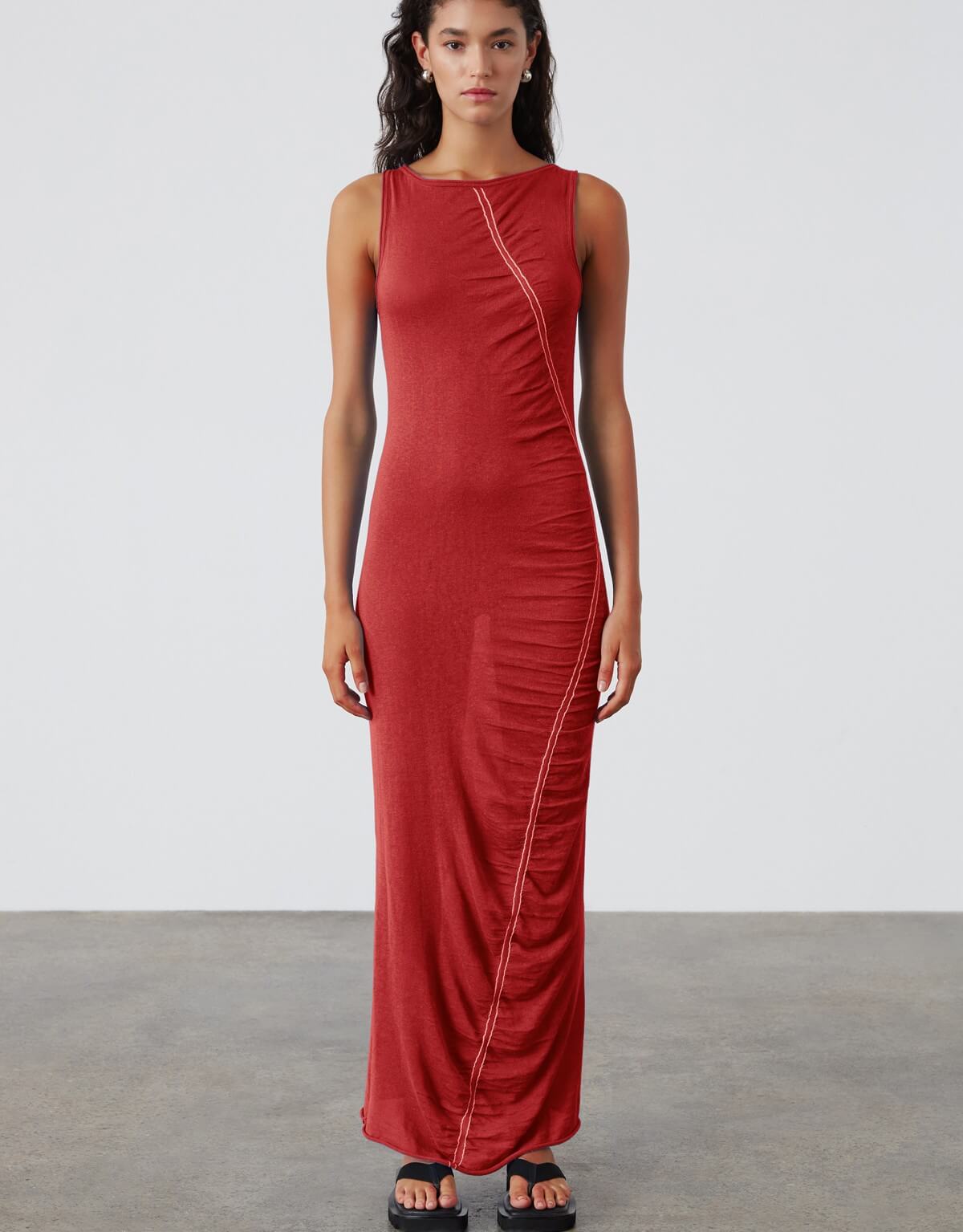 Zulu and Zephyr Red Contrast Knit Long Dress Shop Now