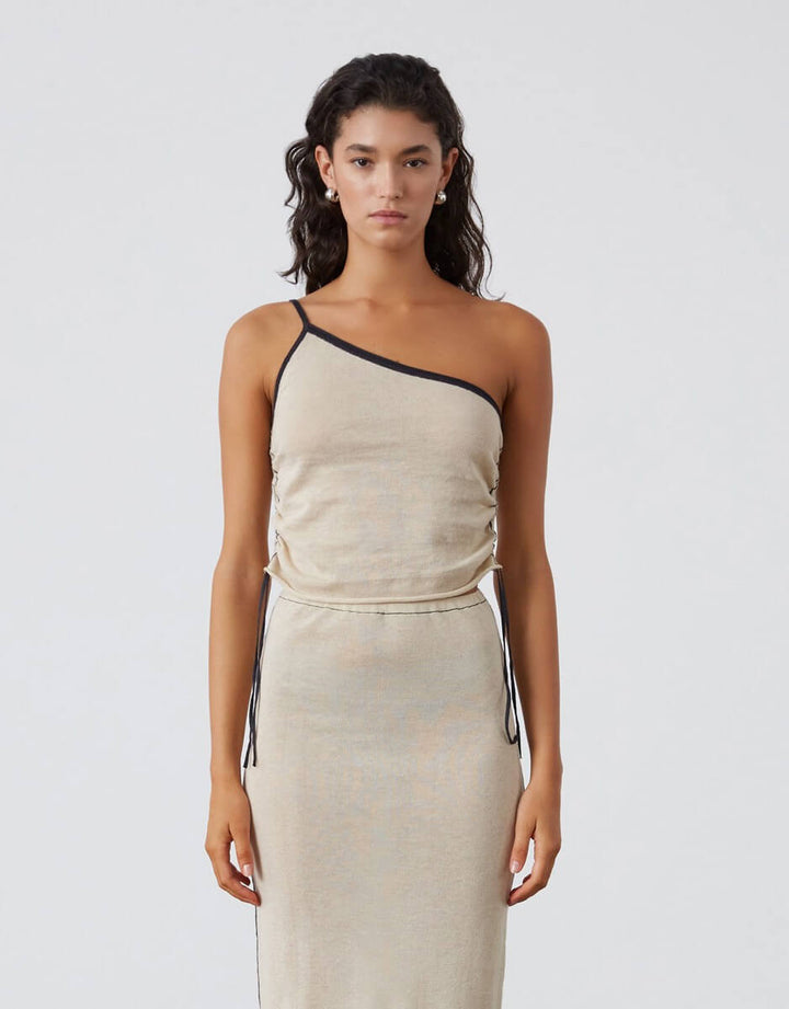 Zulu and Zephyr Stone Contrast Knit Crop Top I High End Resort wear