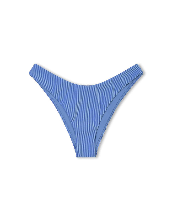 Zulu and Zephyr Sky Stripe Rib Curve Bikini Bottom - Blue
