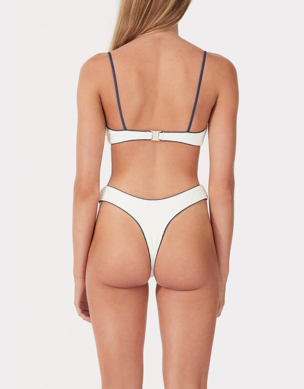 Zulu and Zephyr, Milk Textured Curve Thong Bikini Bottom, White