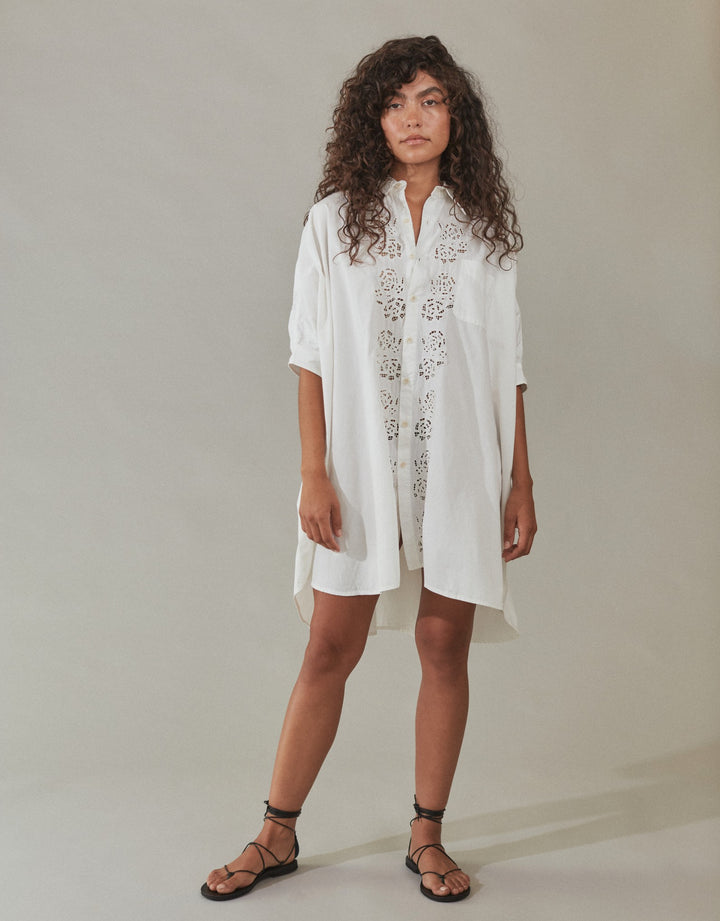 Acacia Dallas Organic Cotton Shirt Dress White