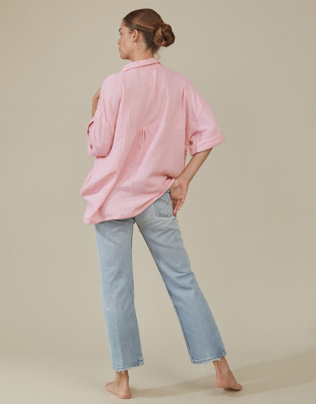 Acacia Demi Cotton Gauze Top Tulip Pink