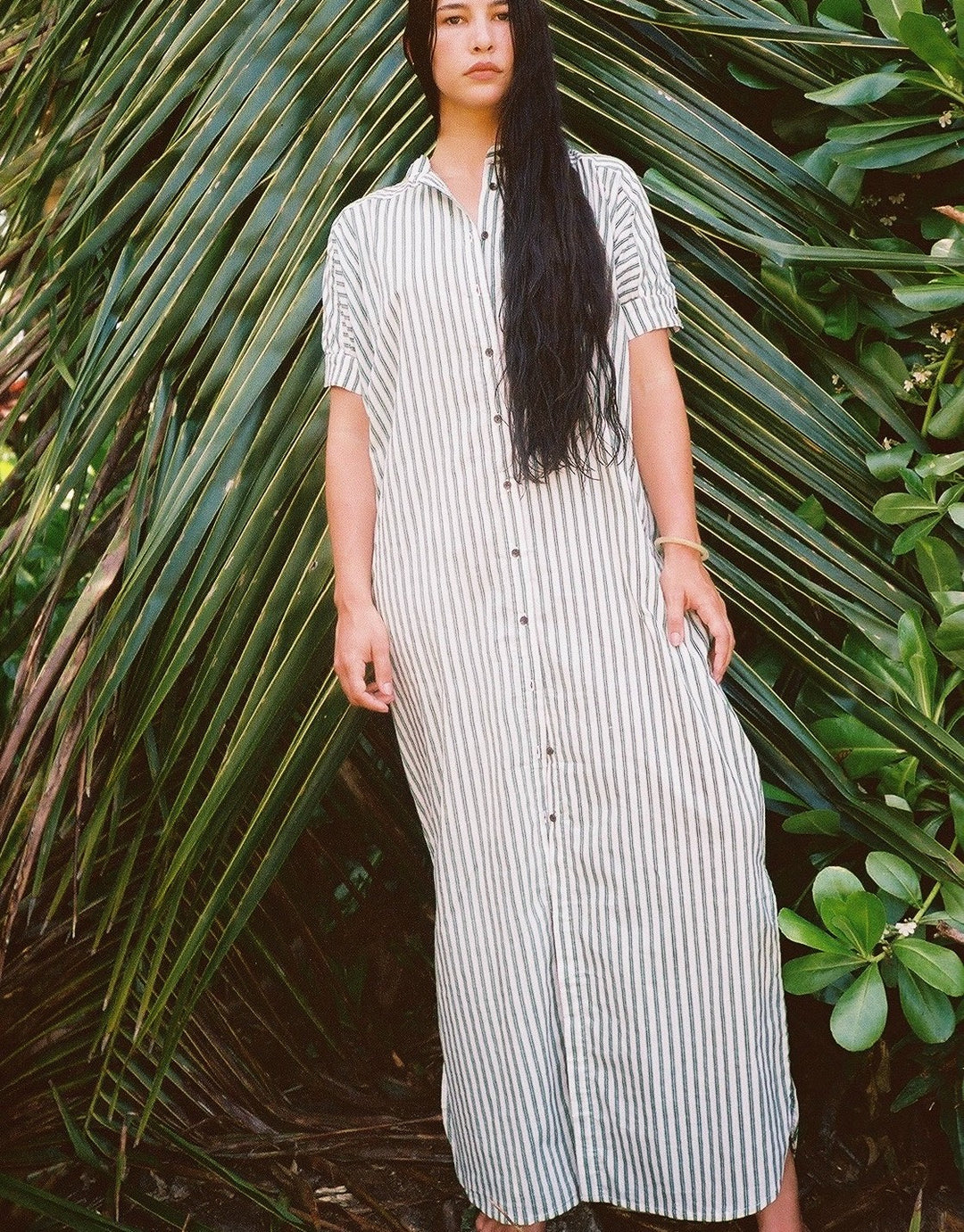 Acacia Swimwear Wynn Shirt Dress, Organic Cotton Lucky Stripe