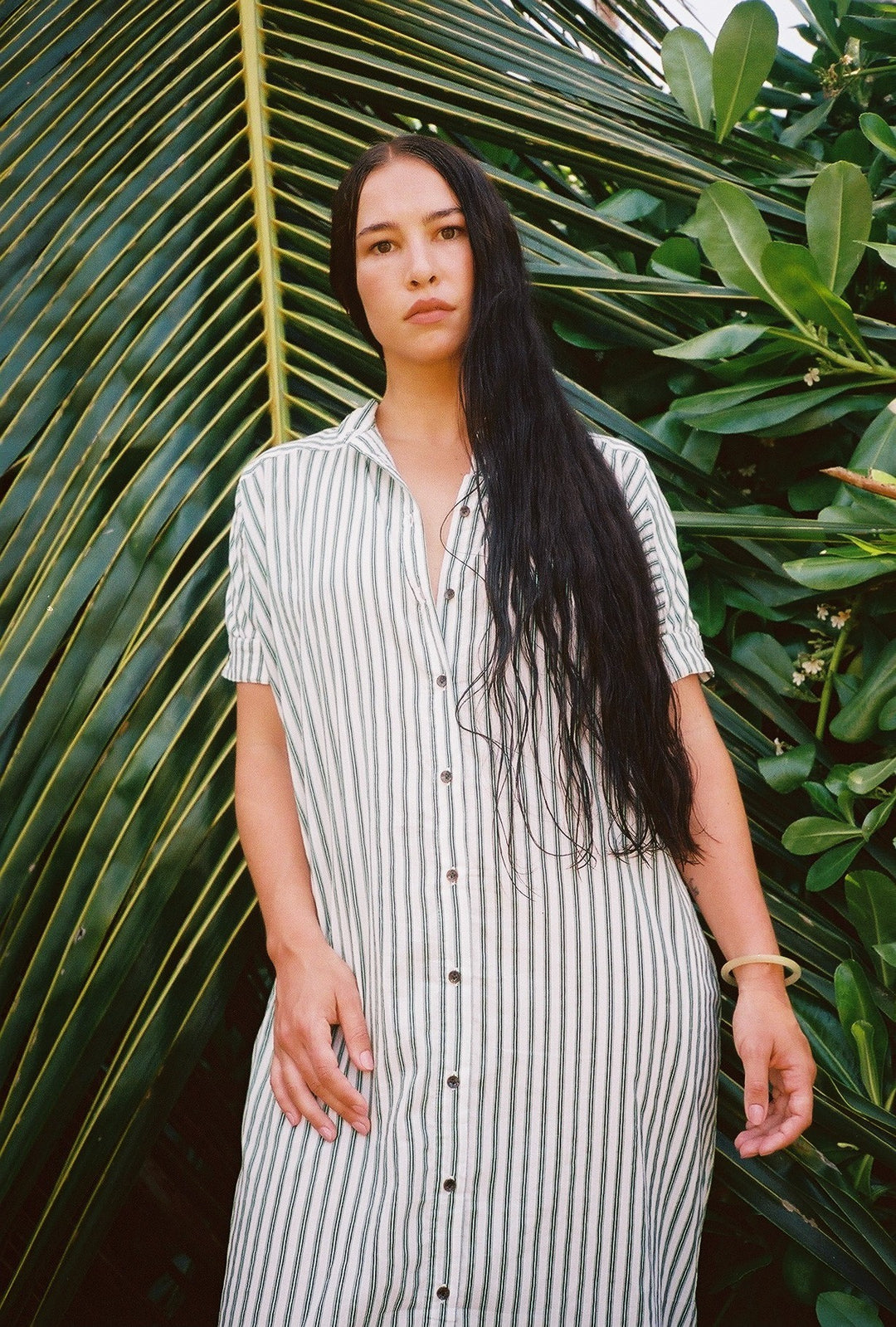 Wynn Shirt Dress, Organic Cotton Lucky Stripe