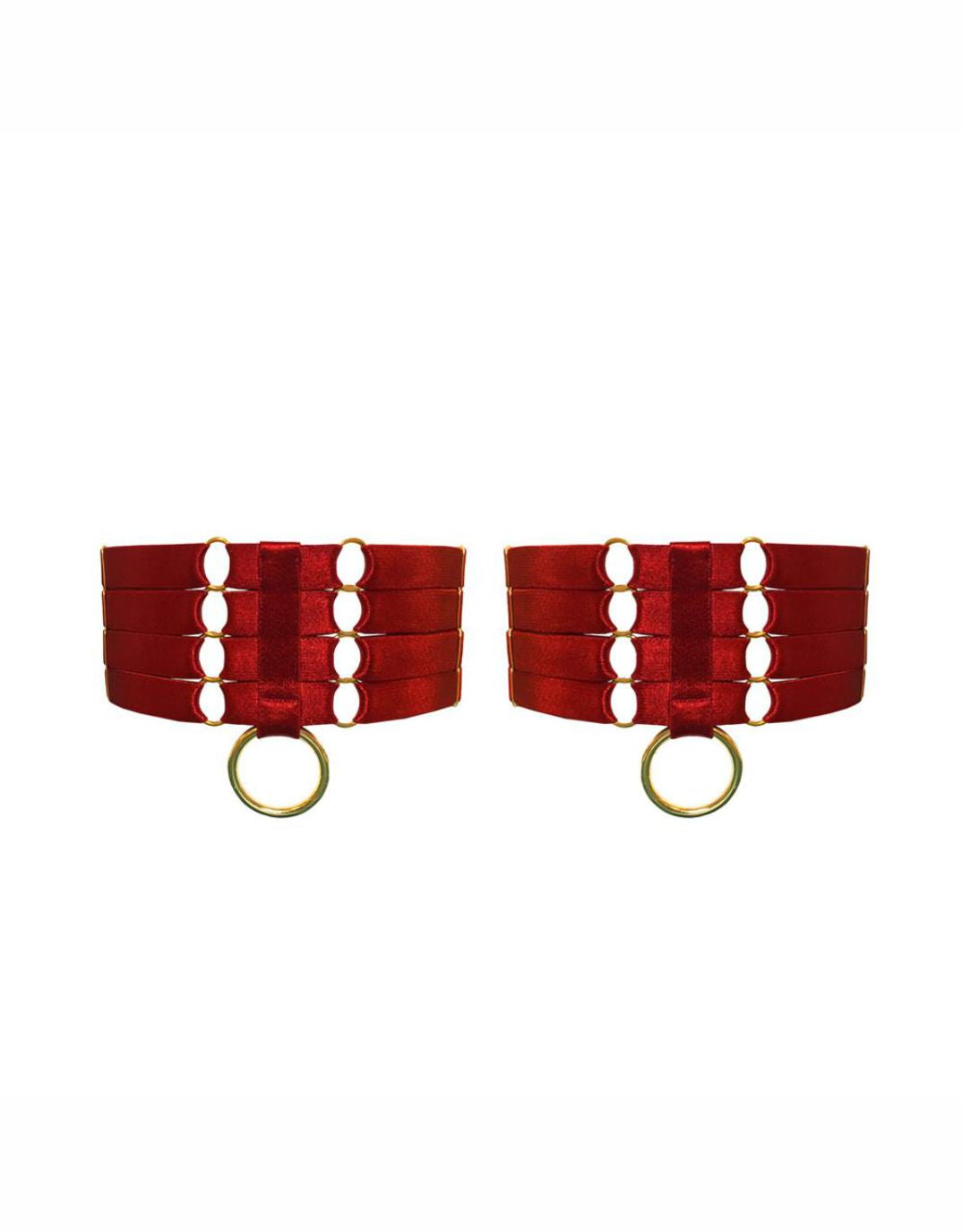Bordelle Signature Satin Strapping Panel Suspender Garter Belt Burnt Red