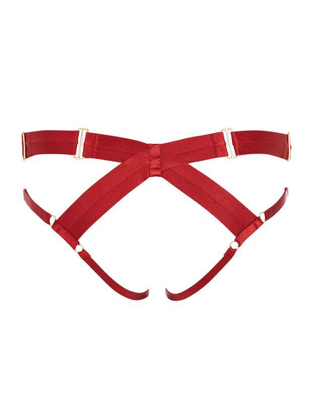 Bordelle Art Deco Ouvert Strap Brief in Burnt Red