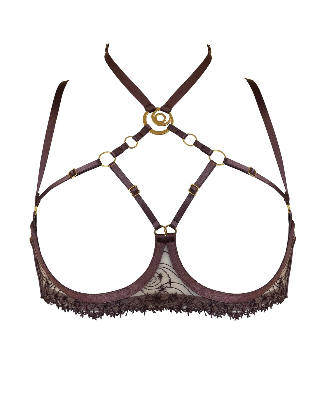 Bordelle Selena Ouvert Wire Bra in Plum