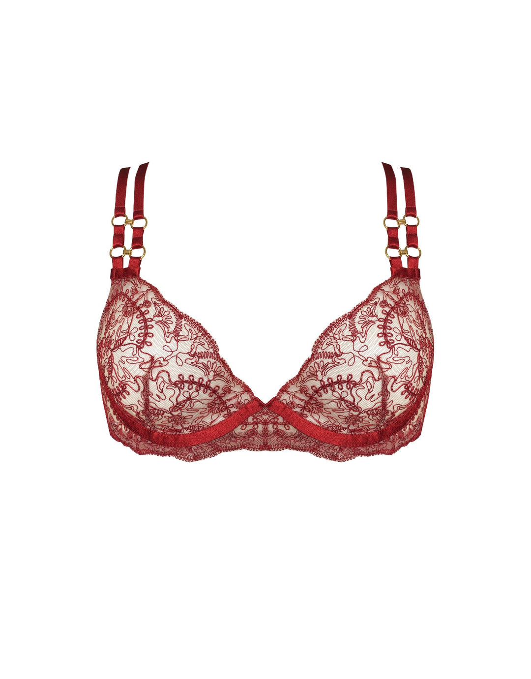 Bordelle Cymatic Plunge Wire Bra Burnt Red