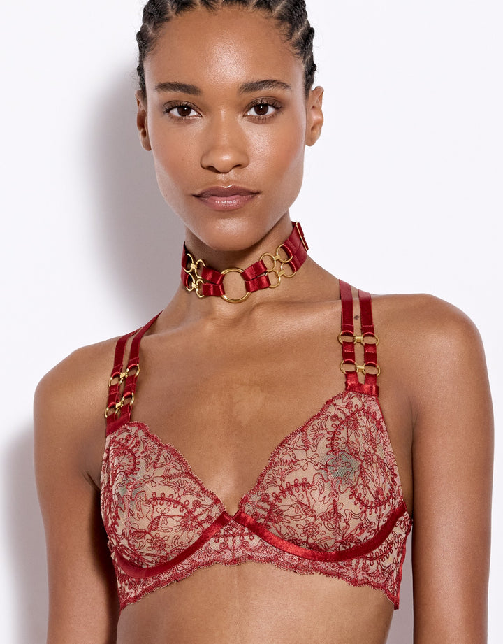 Bordelle Cymatic Plunge Wire Bra Burnt Red
