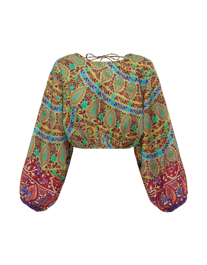 Boteh Es Canar Full Sleeve Crop Top
