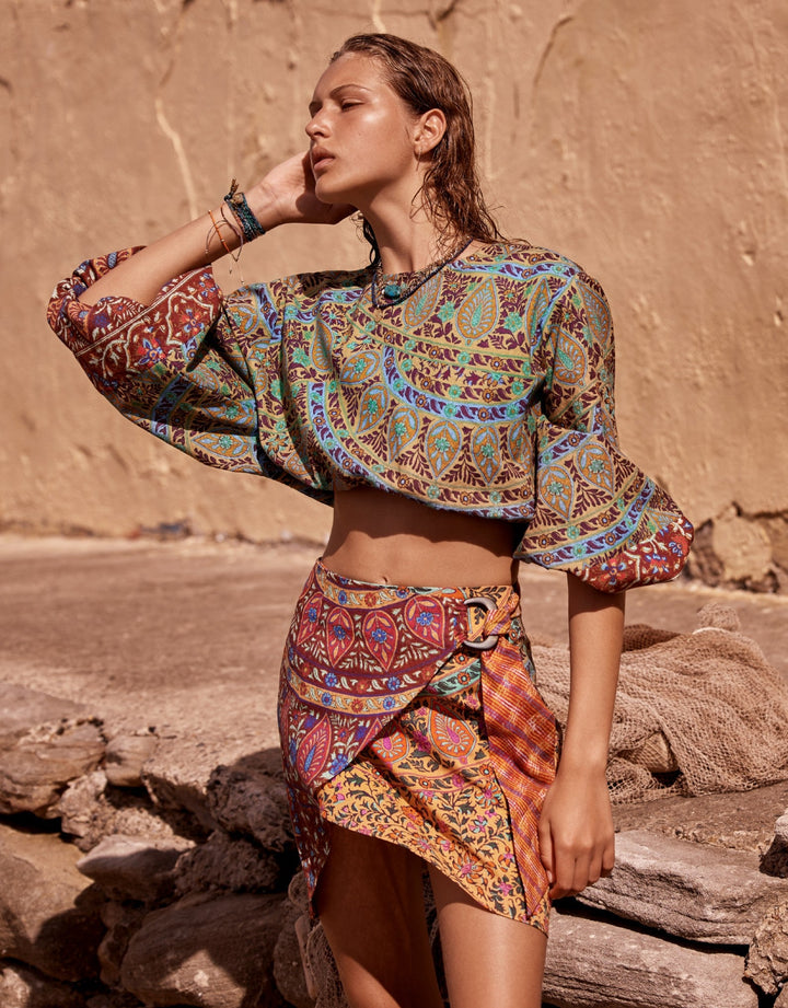 Boteh Es Canar Wrap Mini SkirtBoteh Es Canar Full Sleeve Crop Top