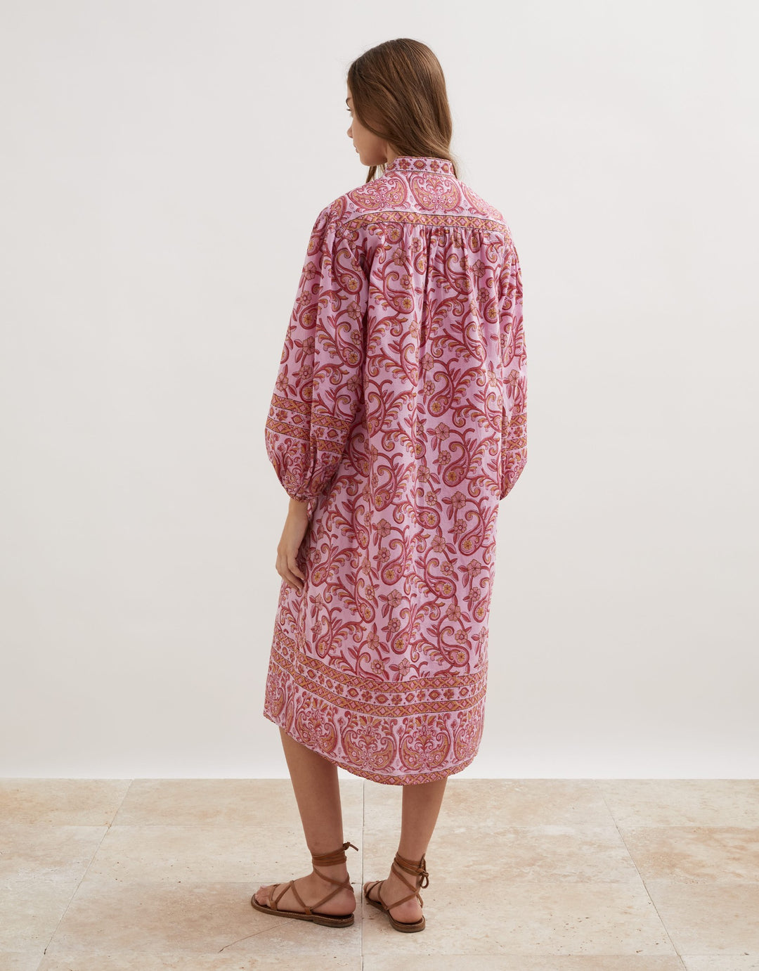 Boteh Kiki Nazar Midi Cotton Dress - Pink