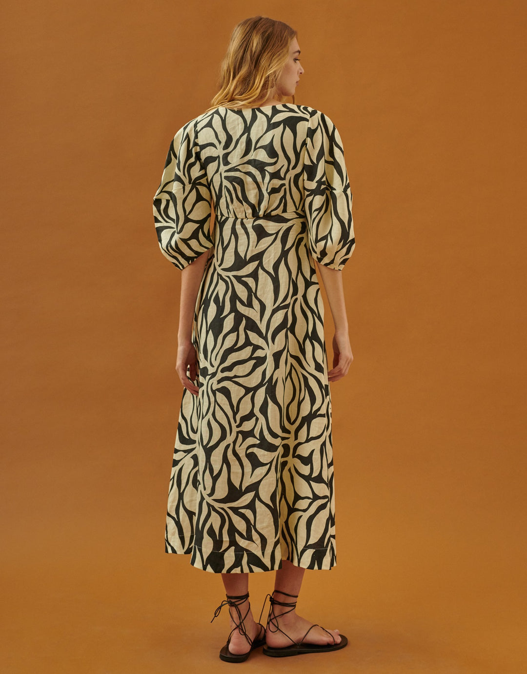 Cala de la Cruz Nane Linen Dress Black White Print