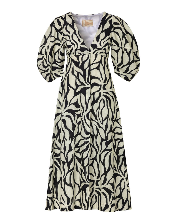 Cala de la Cruz Nane Linen Dress Black White Print