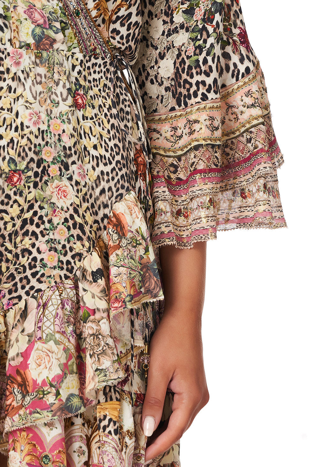 Camilla Embellished Silk Wrap Mini Dress Ruffles Anarchy at Annabels