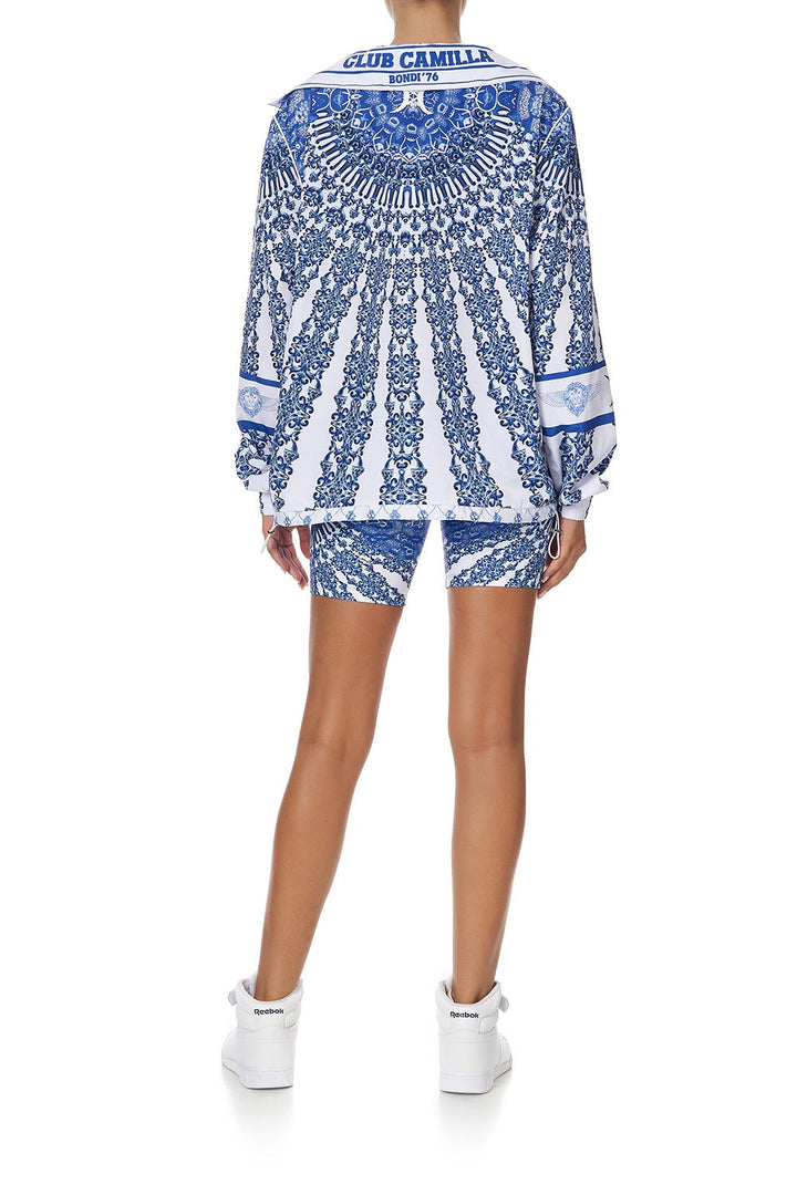 Camilla Half Zip Windbreaker Pullover, Blue Nierika