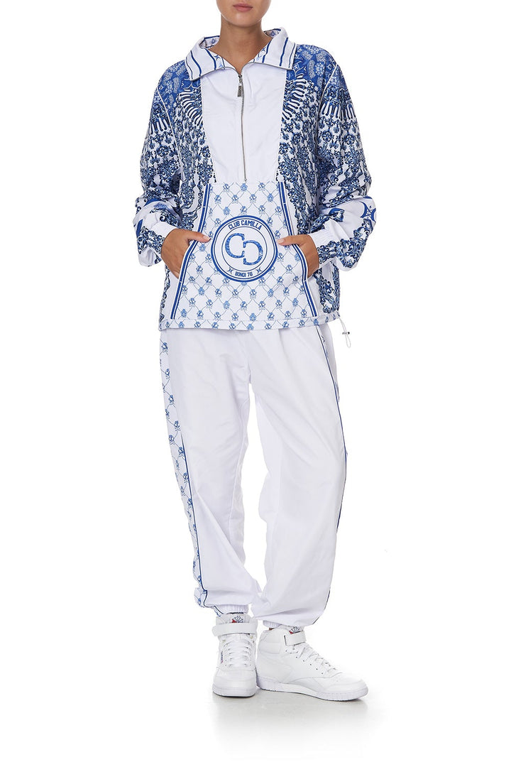 Camilla Half Zip Windbreaker Pullover, Blue Nierika