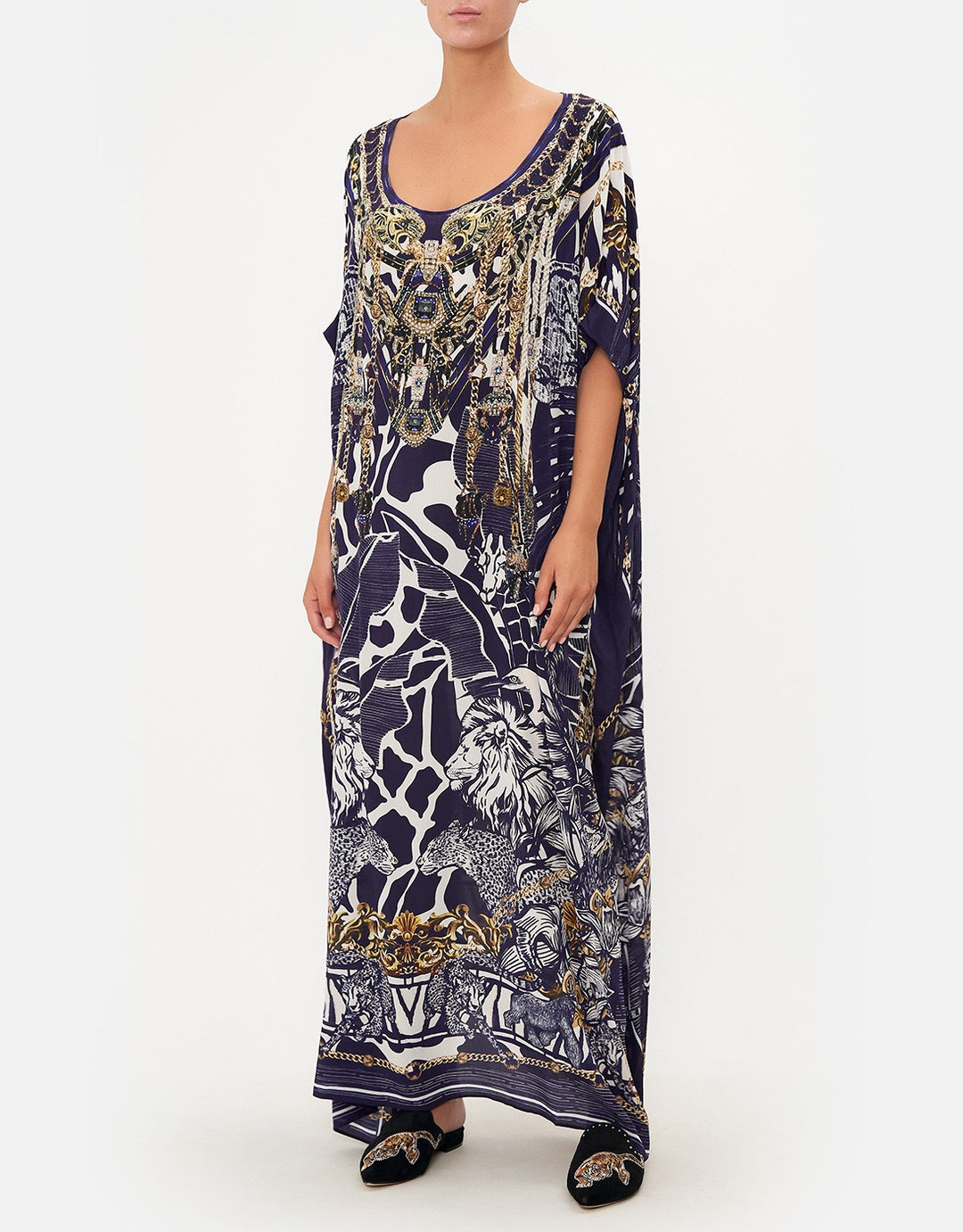 Camilla Round Neck Silk Kaftan Where's Your Head At