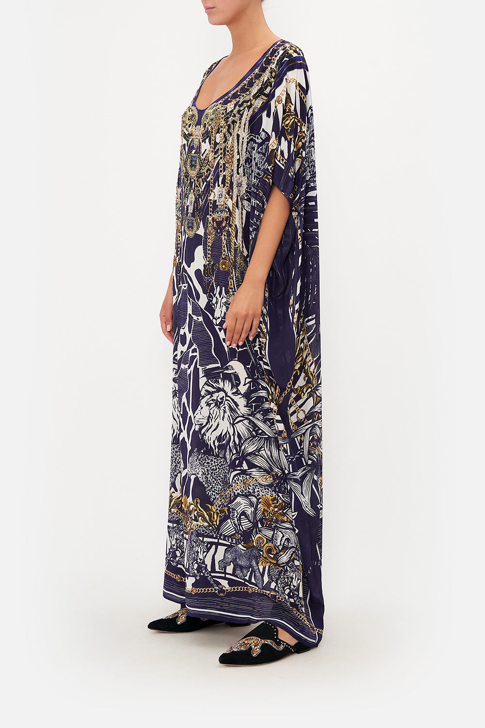 Camilla Round Neck Silk Kaftan Where's Your Head At
