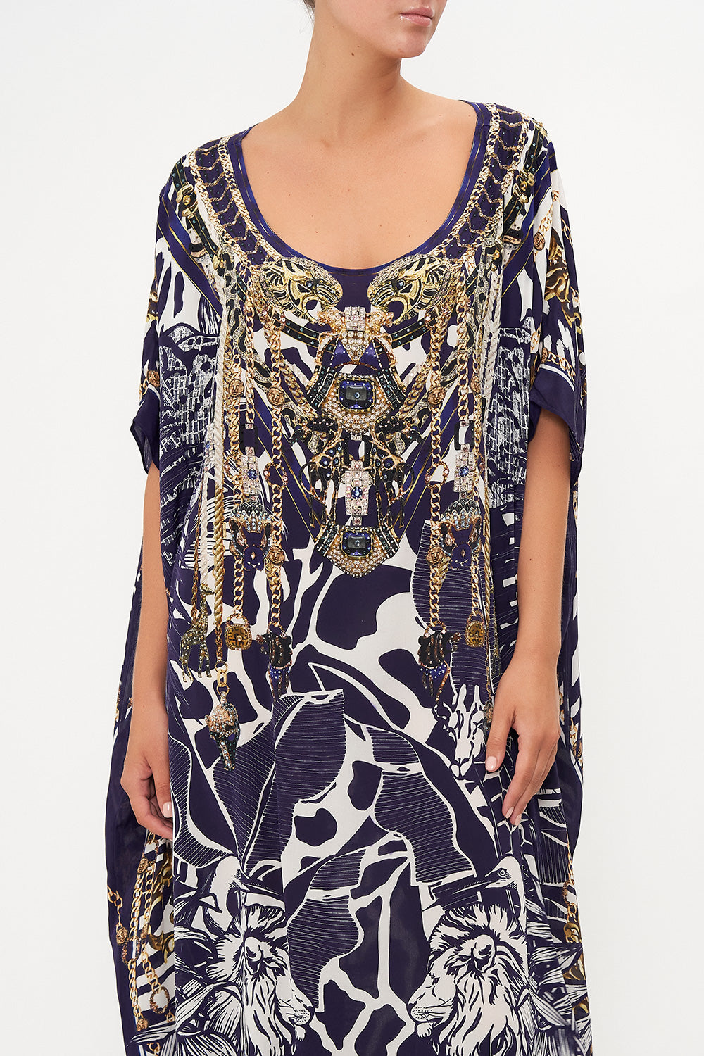 Camilla Round Neck Silk Kaftan Where's Your Head At