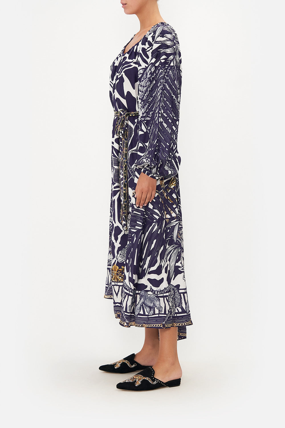 Camilla Gathered Flared Silk Midi Dress Where's Your Head At