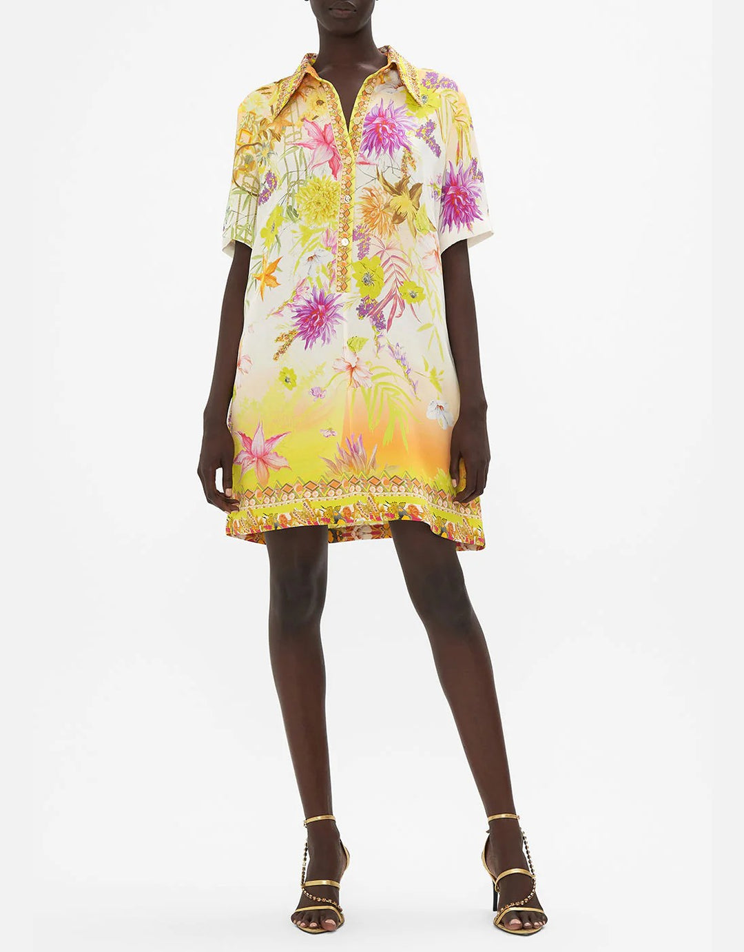 Camilla Short Sleeve Mini Shirt Dress How Does Your Garden Grow