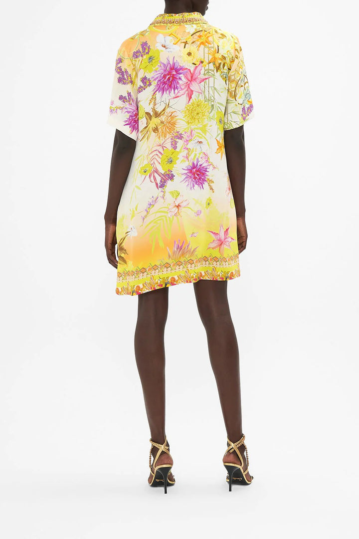 Camilla Short Sleeve Mini Shirt Dress How Does Your Garden Grow