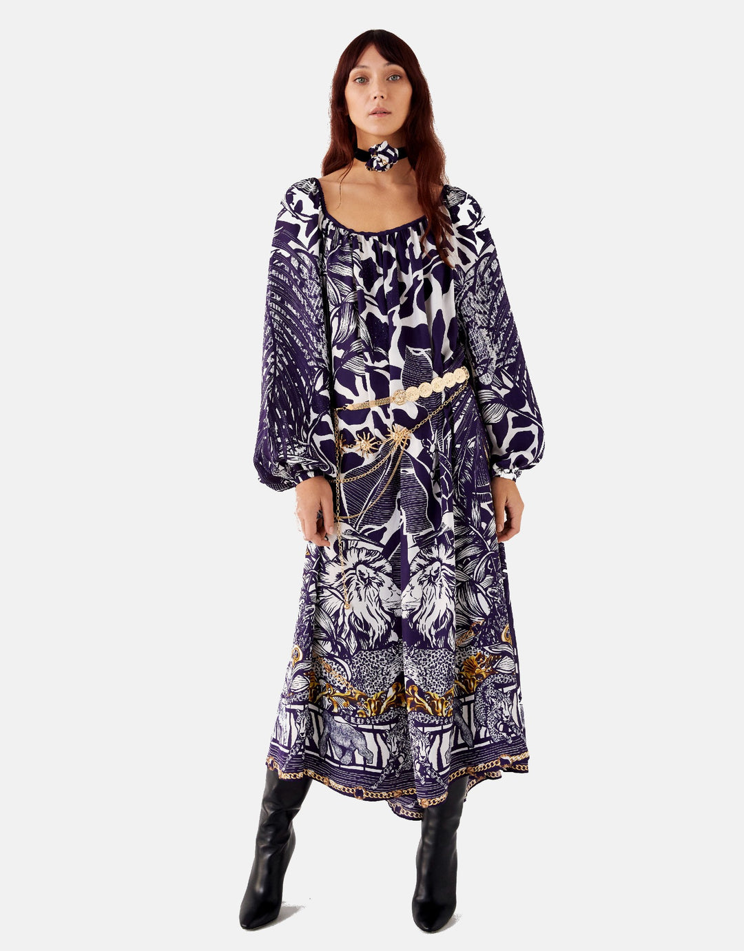 Camilla Gathered Flared Silk Midi Dress Where's Your Head At