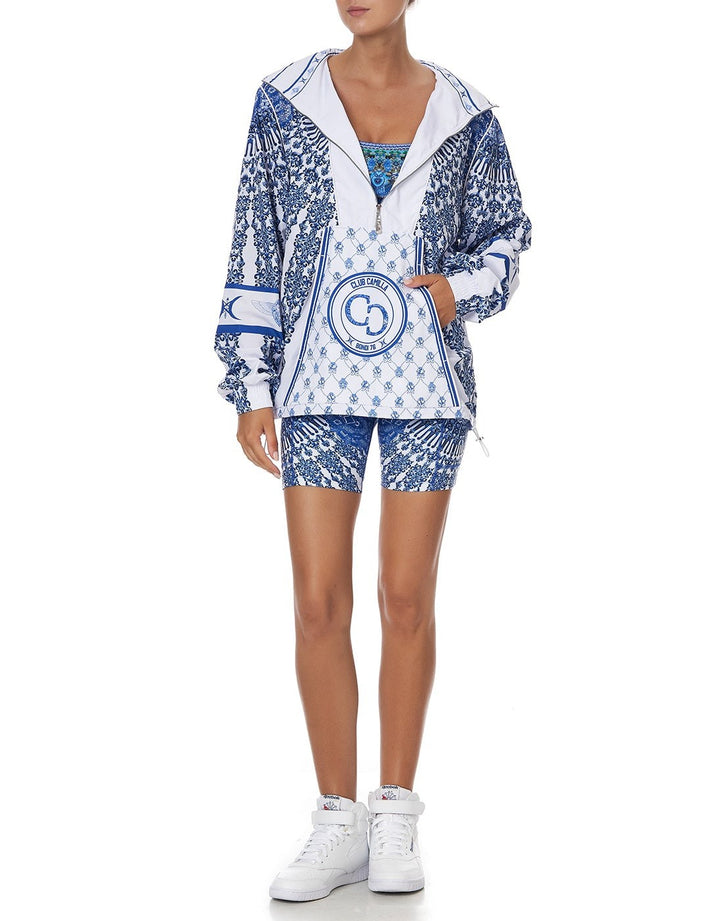 Camilla Half Zip Windbreaker Pullover, Blue Nierika