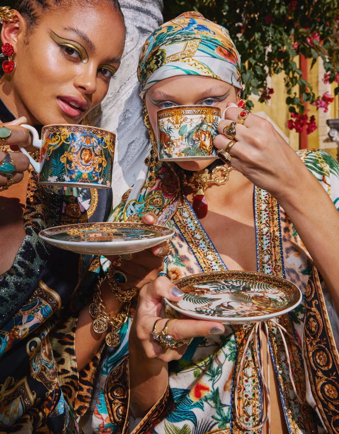 Camilla Short Layer with Neckband, Royalty Loyalty Silk Floral Robe