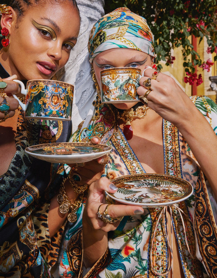 Camilla Short Layer with Neckband, Royalty Loyalty Silk Floral Robe