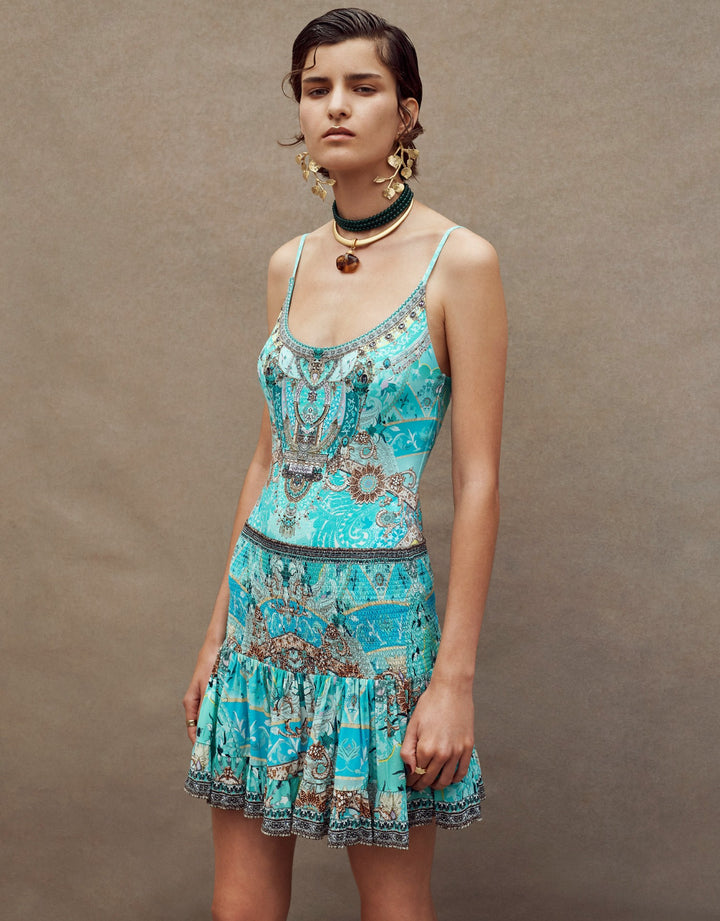 Camilla Short Shirred Silk Skirt Turn Back Time