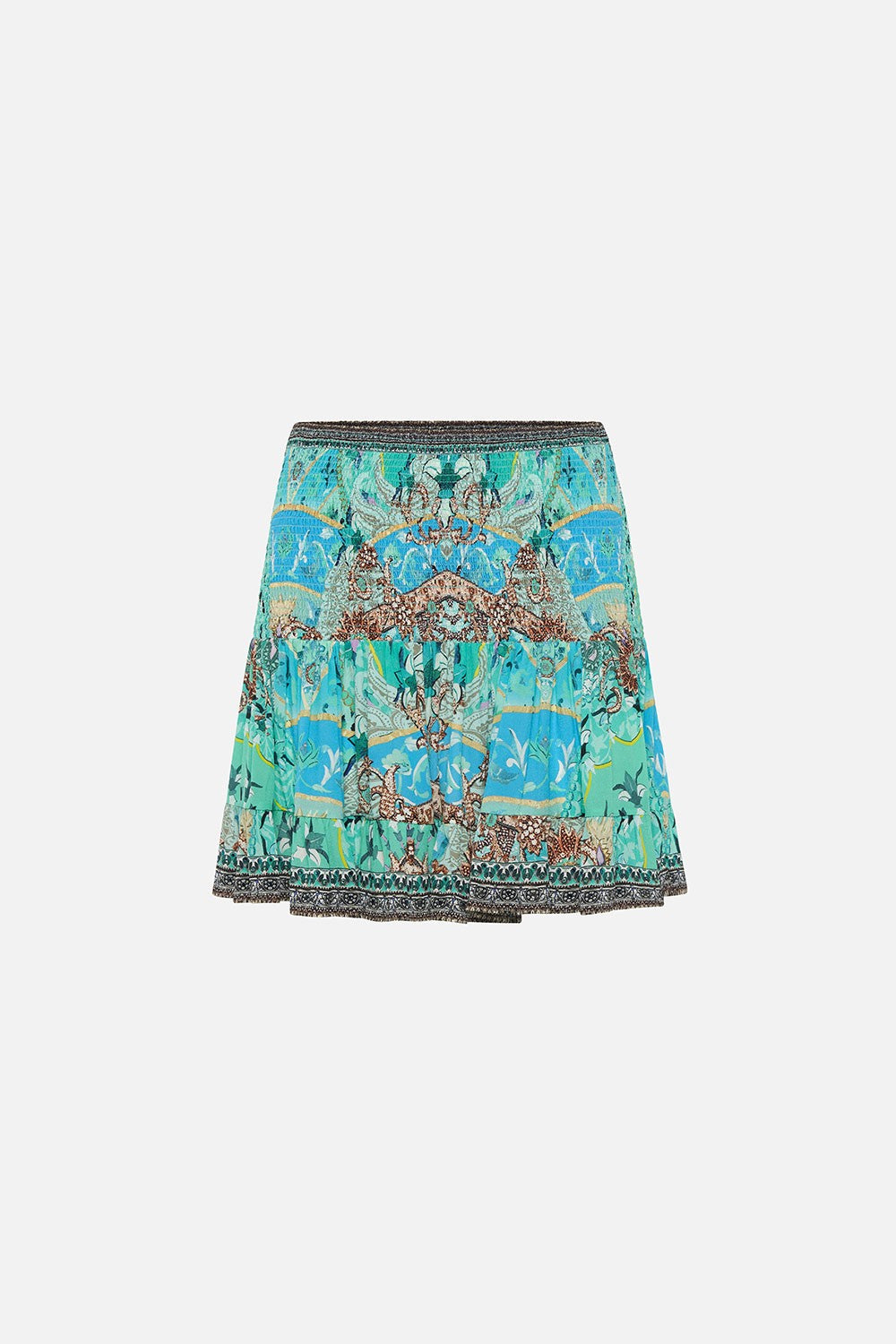 Camilla Short Shirred Silk Skirt Turn Back Time