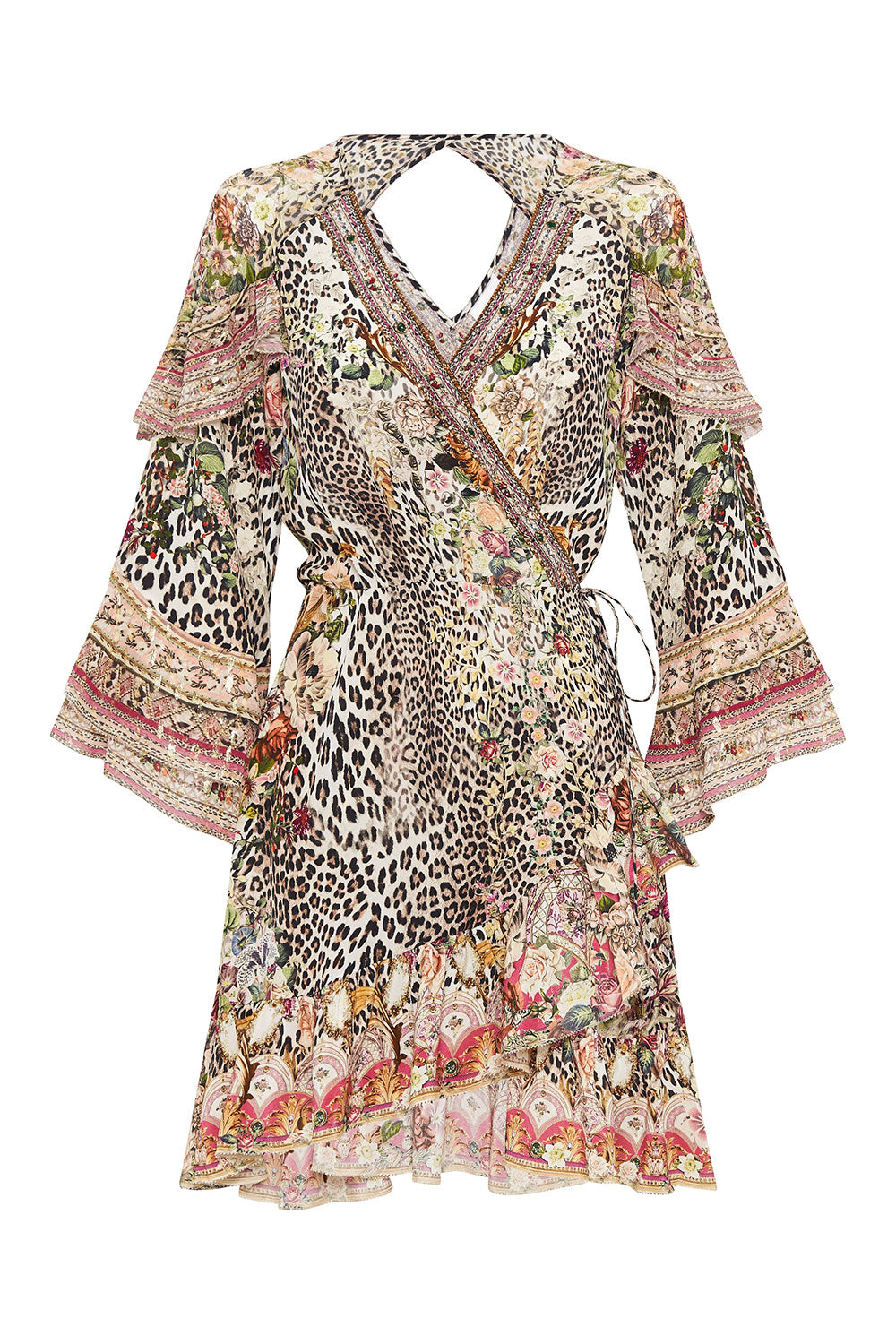 Camilla Embellished Silk Wrap Mini Dress Ruffles Anarchy at Annabels